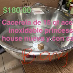 Cacerola De 15 Qt Acero Inoxidable 👉 princess house todo nuevo y con caja 📦