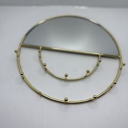 Vintage metal round hook with mirror, multiple hooks