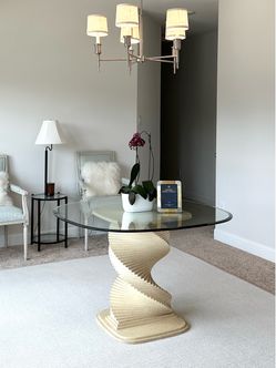 Glass Top Dining Table with Spiral Base