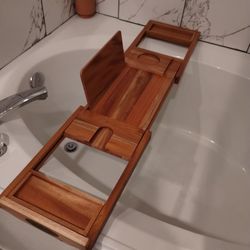 Solid Wood Bathtub Tray Expandable To Most Tubs 