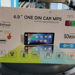 Single Din Car Stereo with Apple Carplay Android Auto,6.9 Inch IPS Touch Screen Car Stereo , Car Radio Support Mirror Link Bluetooth