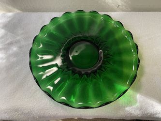 Beautiful Heavy Green Glass Serving Dish