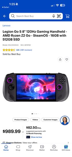 Legion Go S 8" 120Hz Gaming Handheld - AMD Ryzen Z2 Go - SteamOS - 16GB with 512GB SSD/ + multi-pocket utility case