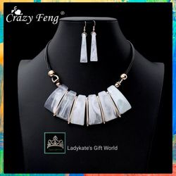 Crazy Feng Vintage Statement Jewelry Set.  White 