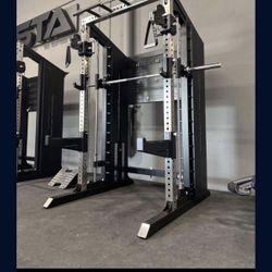 Commercial-Grade Half Rack ALL-IN-ONE with Functional Trainers, Smith Machine, & 200lb weight stack