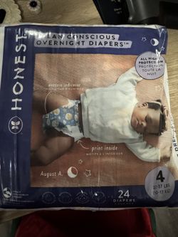Honest Overnight Diapers size 4, 24 pack New