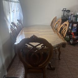 Table With 6 Chairs Vintage Brown