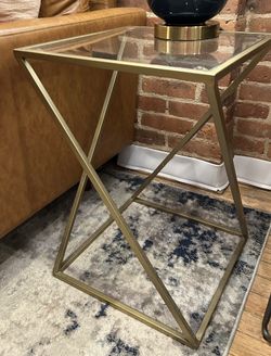 Glass-Top Gold End Table