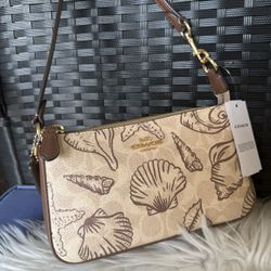 NWT Coach Nolita 19 With Shell Print Signature Canvas CBK79 Gold/Sand Multi