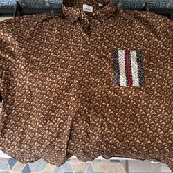 Authentic Burberry Brown Monogram Long Sleeve Shirt