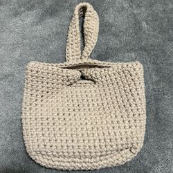 Beige Crochet Tote Bag