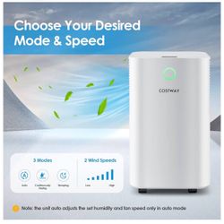 2000 Sq. Ft Dehumidifier For Home, 32 Pint Dehumidifier With 3 Modes. 