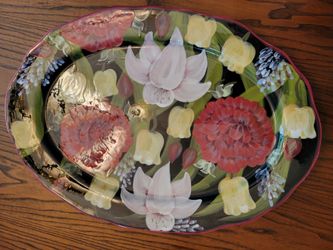 Beautiful Vintage Hand painted platter. Certified International.  Lesal studios