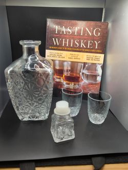Whiskey Decanter With 2 Glasses & Book