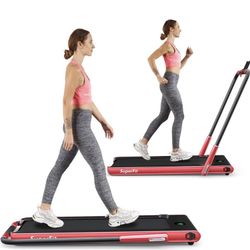 Goplus 2 in 1 Folding Treadmill, 2.25HP Under Desk Electric Superfit Treadmill, Installation-Free with APP Control, Remote Control, Bluetooth Speaker,