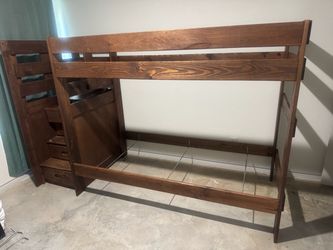 Simply Bunk Beds Solid Pine Twin-over-Twin Staircase Bunk Bed