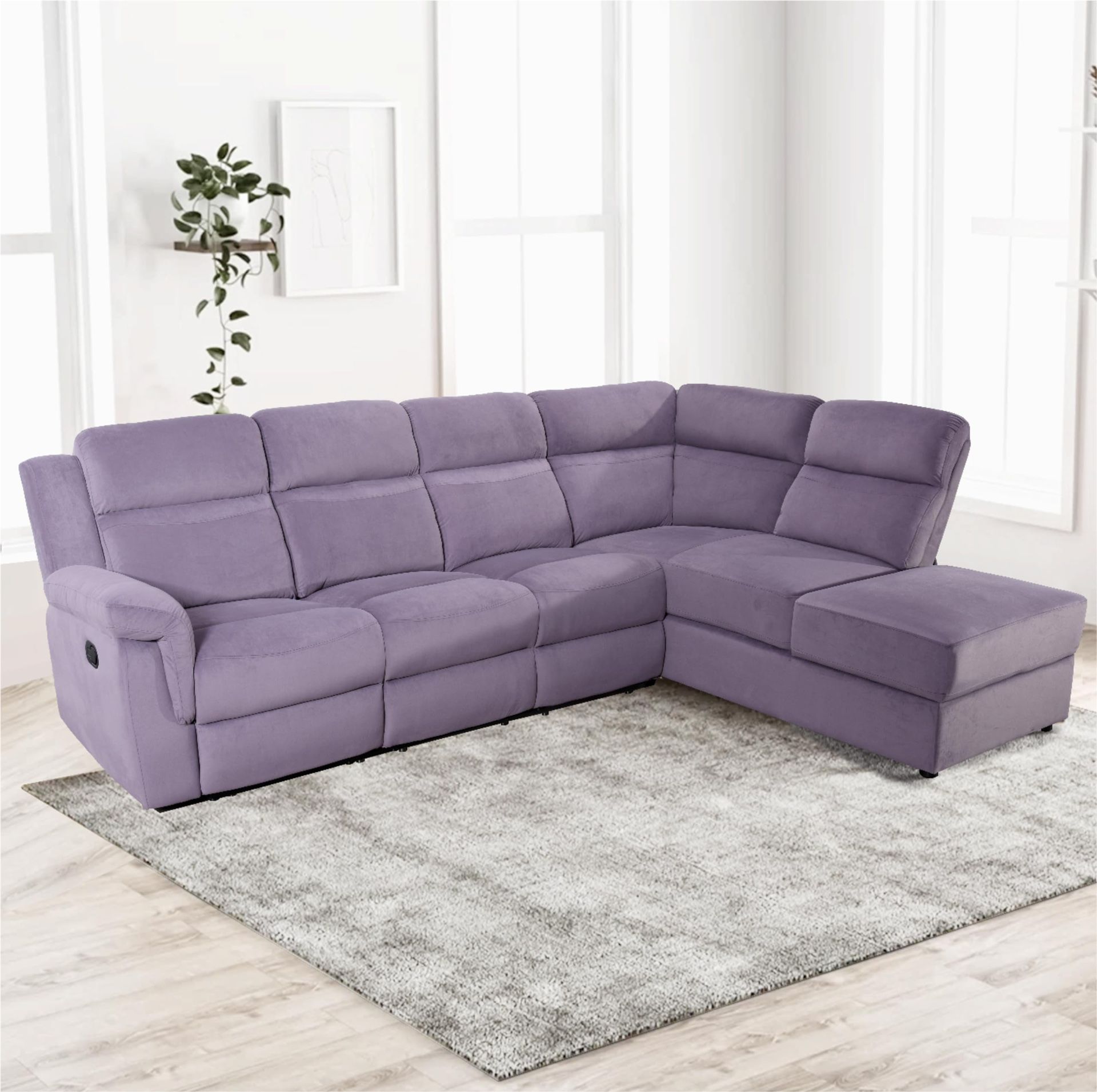 Pemberly Row 111.4'' Comfortable Recliner Sectional Storage Sofa in Thistle