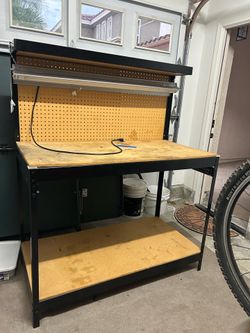 Heavy Duty Garage Workbench w/ Pegboard & Storage Shelf