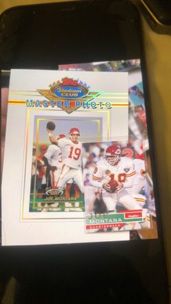 Joe Montana jumbo card and stand