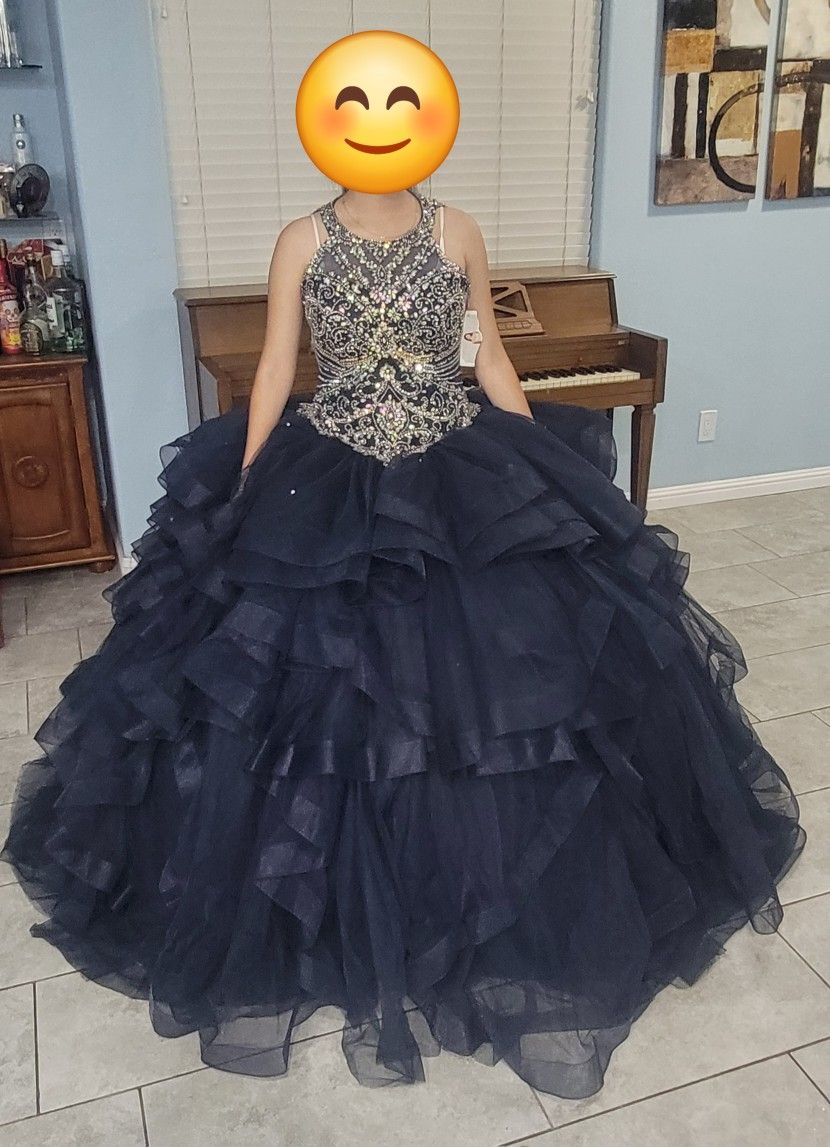 Navy Blue QuinceaƱera Dress