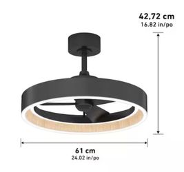 Artika - Alton 18.7 in. Black and Wood Downrod Mount Fandelier 8-Step CCT Ceiling Fan with Integrated LED with Remote Included