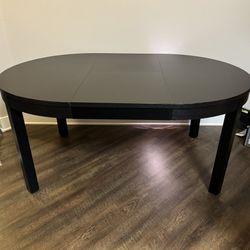 Kitchen Table (Black) Resizable For 2-6 People