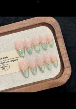 Mint Green French Tip Press-On Nails