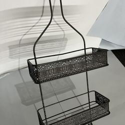 Filigree Bathroom Collection 2-Shelf Shower Caddy with Soap Holder in Nickel (As Is Item)