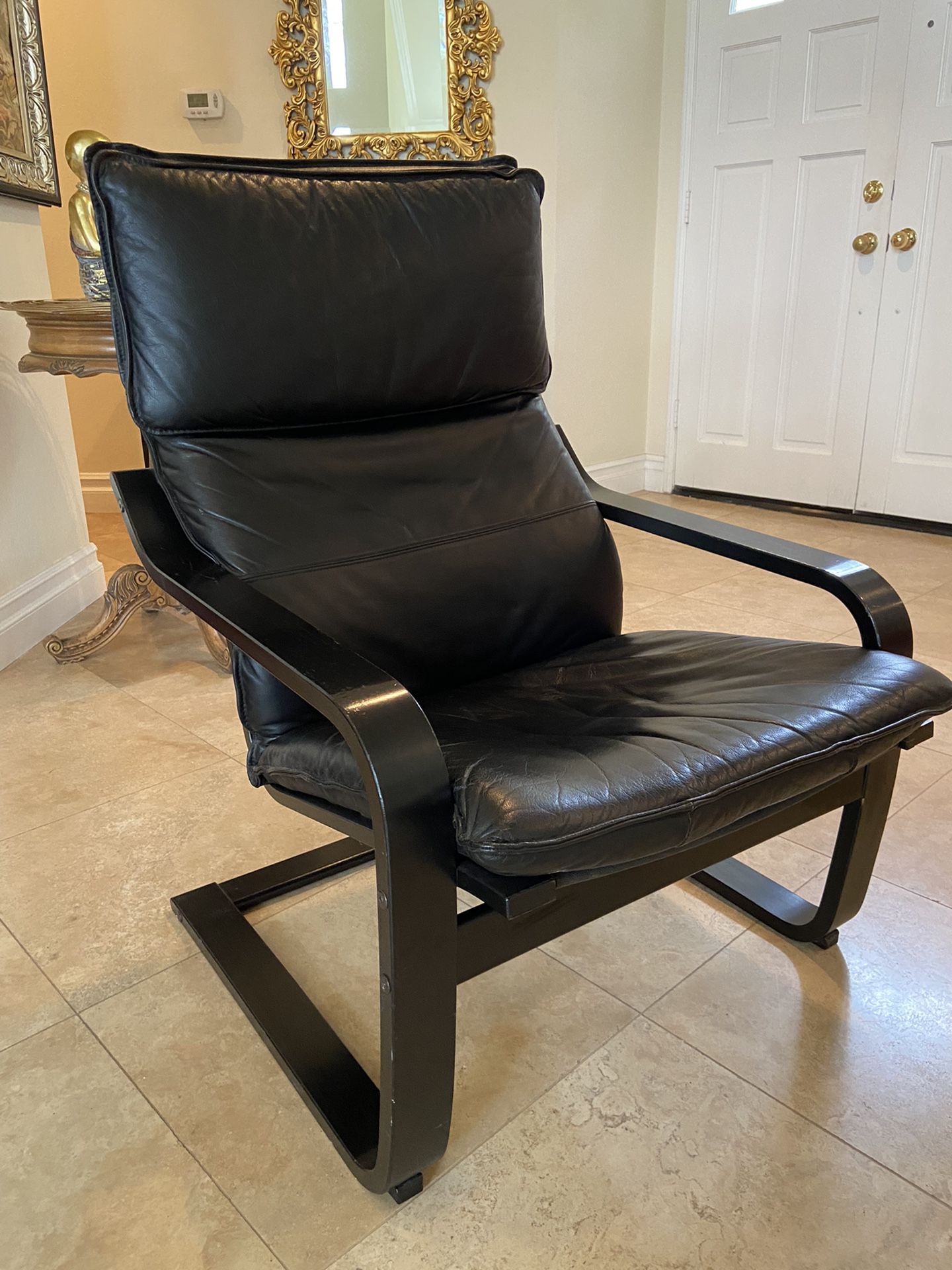 Genuine Black Leather Armchair From Germany 