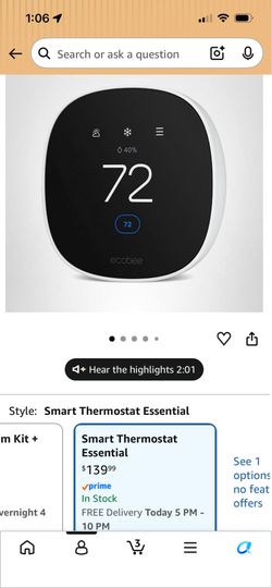 Ecobee Essential Thermostat plus Power Extender Kit (PEK)