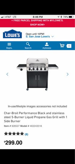 Char-Broil 5-Burner Propane Gas Grill with Side Burner