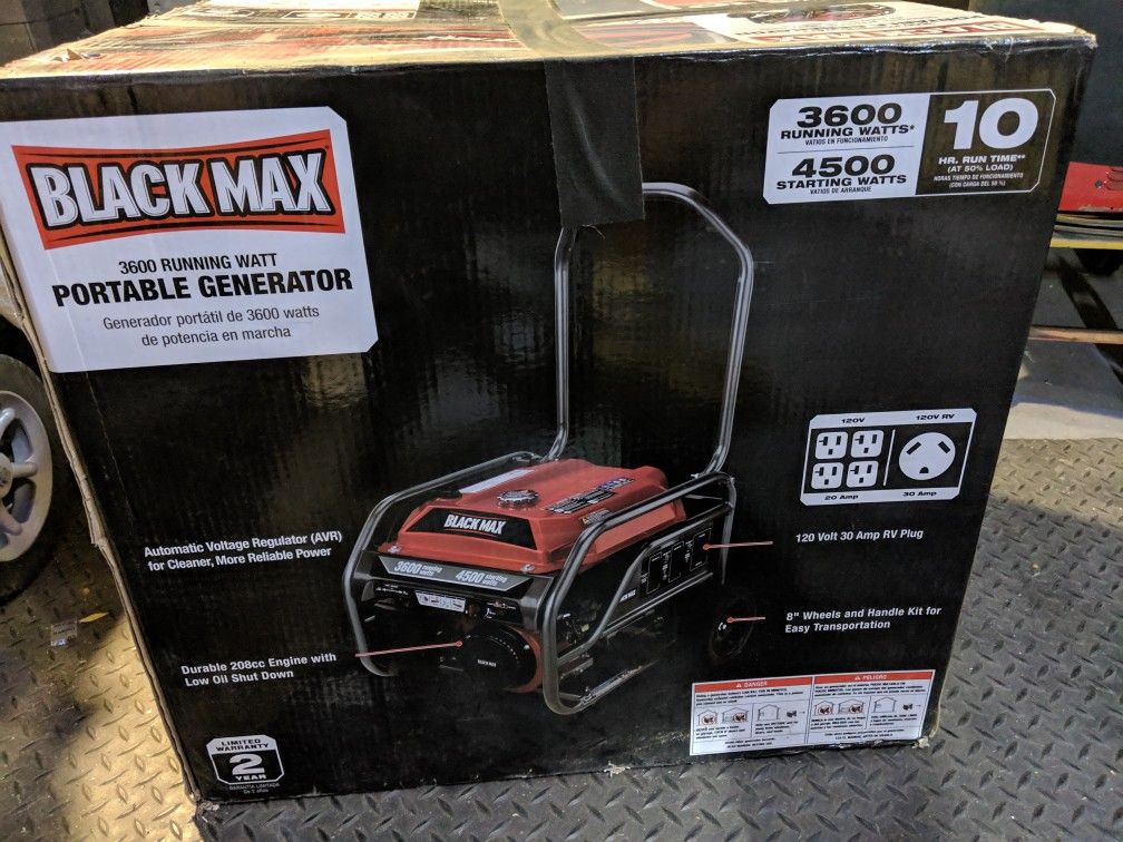Black Max 3600 Running Watt Portable Generator