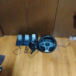 Gaming Wheele Set With Pedals And Gear Shift
