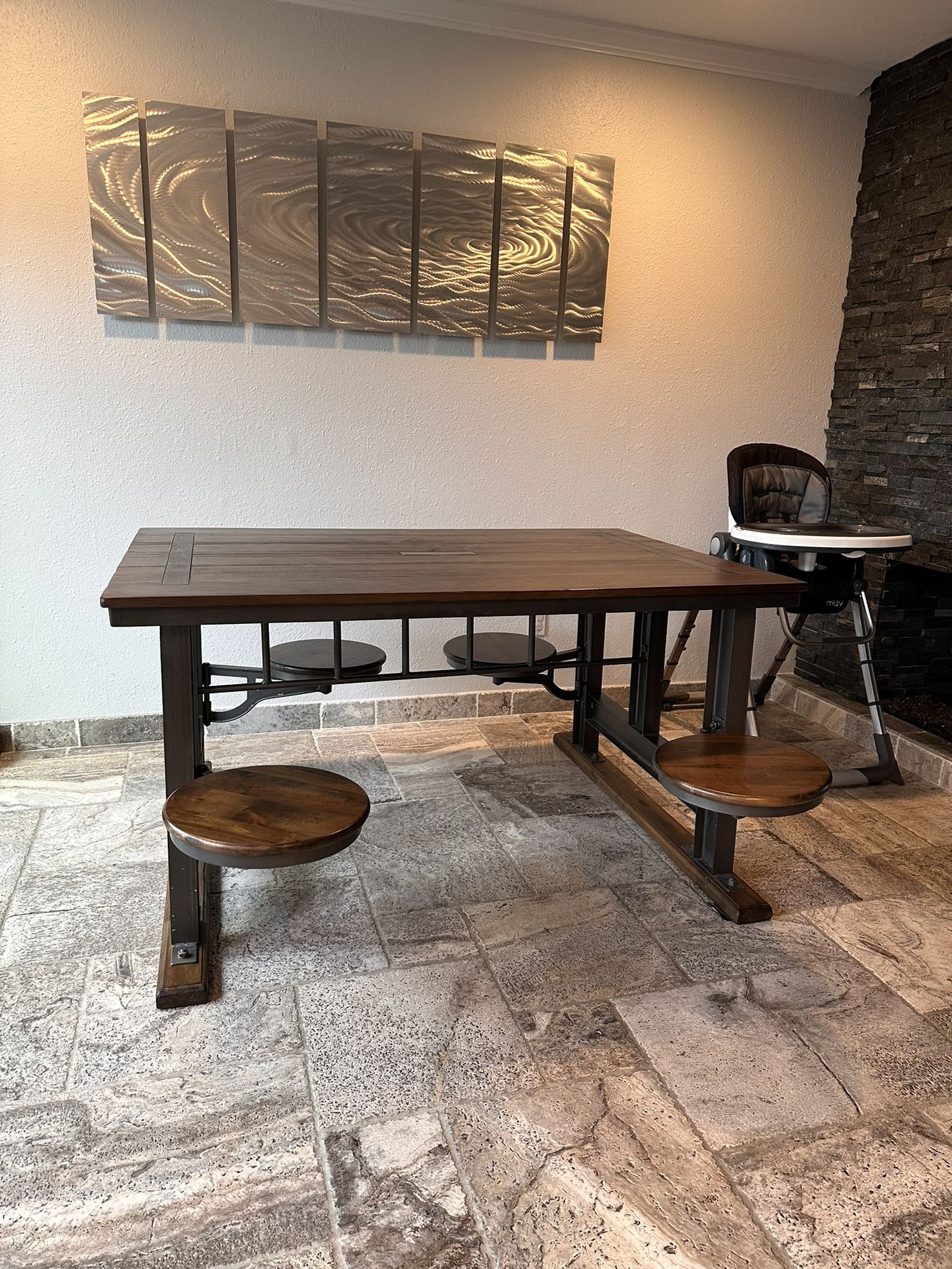 World Market, Galvin Cafeteria Table, Brown Wood, 60”L