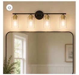 Modern Bathroom Light Fixtures, 4 Light Black Vanity Lights with Clear Glass Shades, Bathroom Wall Lamp for Mirror Living Room, Cabinet, Bedroom, Porc