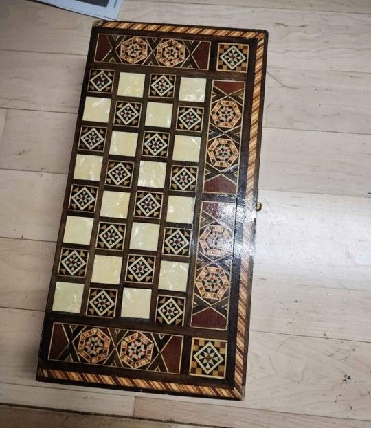 Luxury Backgammon Board & Chess Set Handmade Wood Mosaic