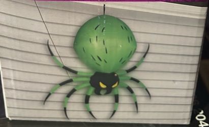 6 ft. LED Hanging Green Spider Inflatable - Spooky Halloween Decor