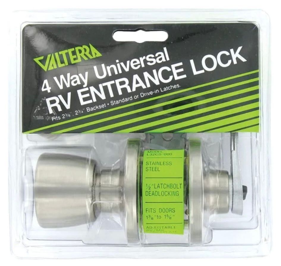 Valterra L32CS000 Knob/Lever Stainless Lockset with 1-Piece Latch housing with 1/2 Inch Latch Bolt, (Pack of 1)