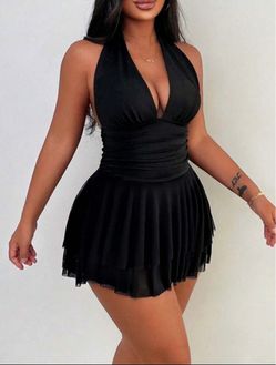 Black Halter Mini romper