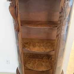Antique  Curio Cabinet  Glass door with 4 wooden shelves