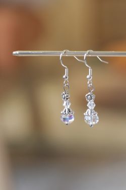 Silver Plated Earrings, Crystal
