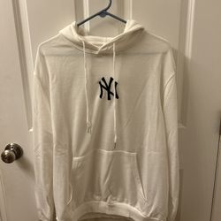 White New York Yankees NY Hoodie Sweatshirt Size M