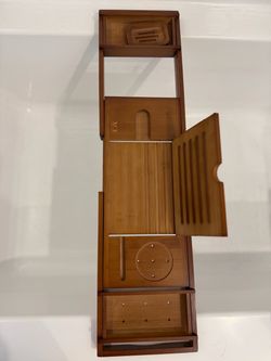 Bamboo Bathtub Caddy Tray with Book Stand