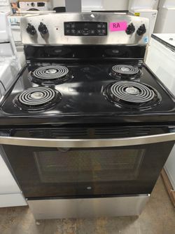 GE coil top oven in silver