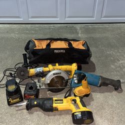 Dewalt And Makita Tools With Tool Bag 