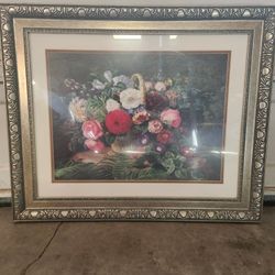 Flower Basket Print With Frame 