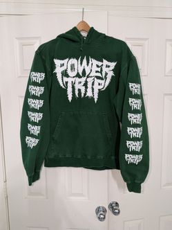 Power Trip Spikey Logo Sleeves Green Hoodie