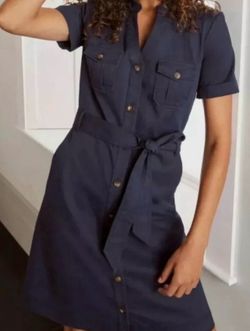 Boden Navy Cecily Button Down Safari Dress - Size 8L