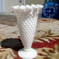 Fenton Milk Glass Hobnail Vase