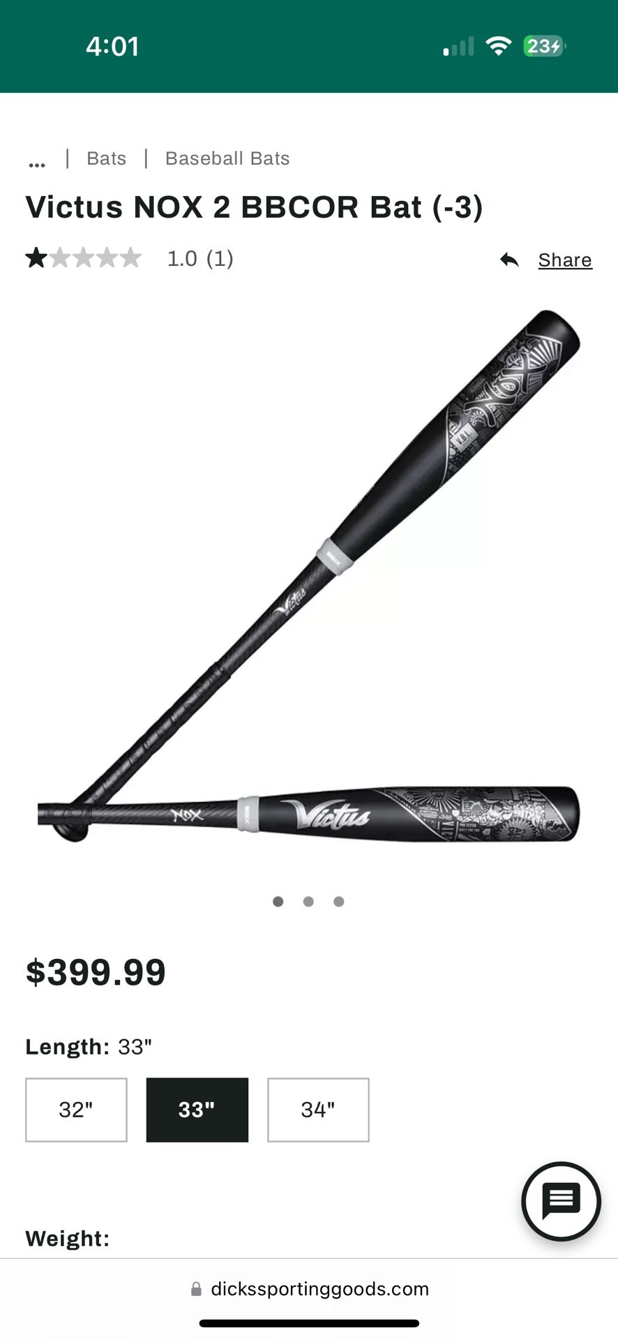 Victus NOX 2 BBCOR Bat